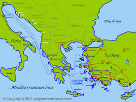 East- Europe Ferries Route Map - Aegean Tour Travel